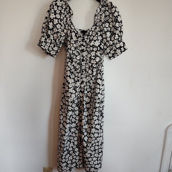Ladies SZ S Who What Wear Black/White Floral Linen Dress - Picture 1 of 4